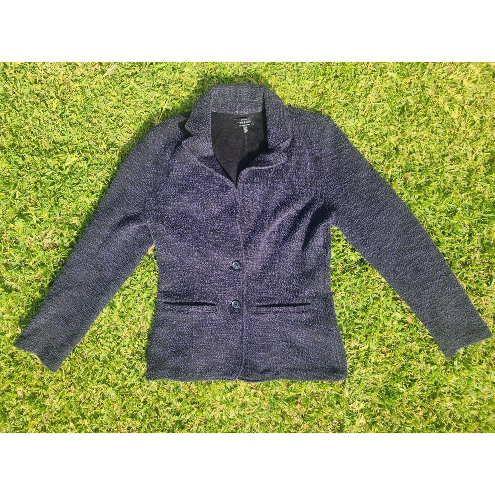 Lucky Brand Women's Blue Tweed Blazer Coat Two Button Size Small